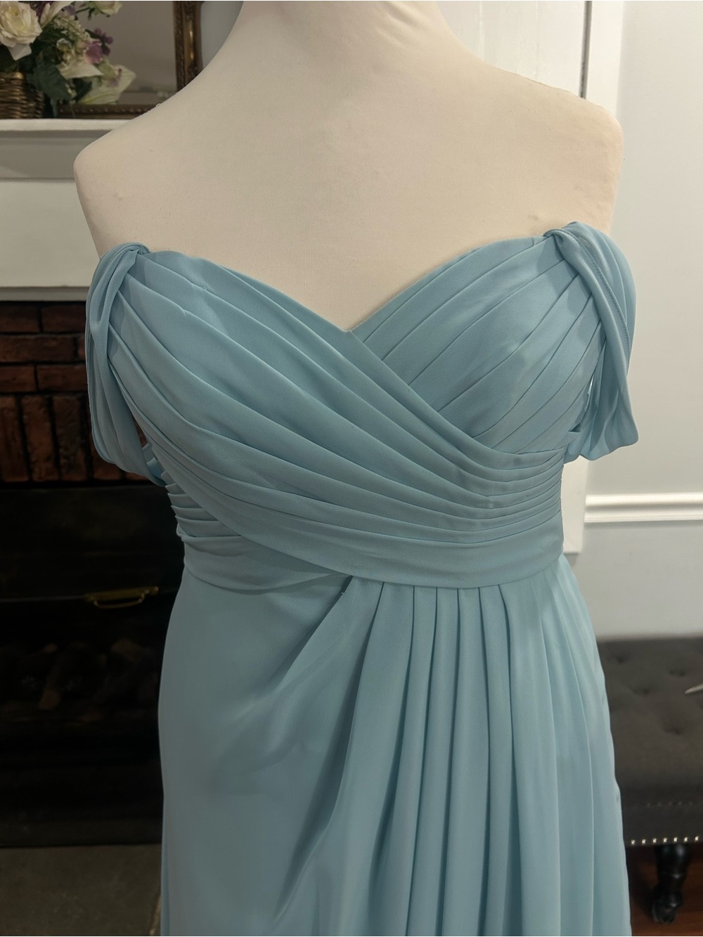 Sorella Vita 8630 Evening Mist color Off-Shoulder Chiffon Bridesmaid Dress - Picture 4 of 9